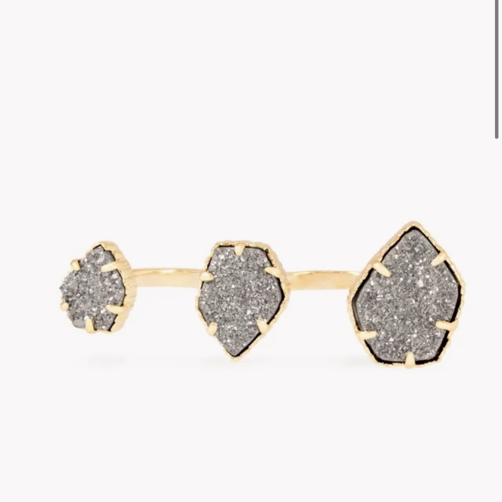 Kendra Scott Naomi Gold Double Ring in Platinum Drusy